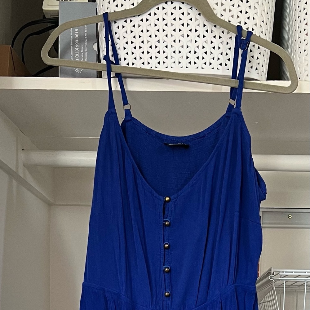 City Chic Blue Button-Front Jumpsuit